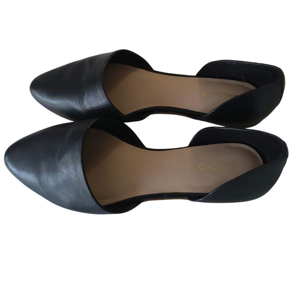 *Aldo Black leather ballet flats sz 7 classic slip on womens minimalist Regency